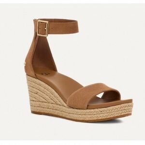 UGG Aylani Espadrille Wedge Sandals 6 Chestnut  Suede Platform 1146713